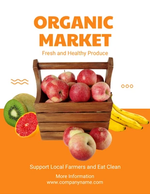 Free  Template: Folheto de mercado orgânico minimalista branco e laranja