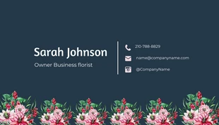 Blue Floral Business Card - صفحة 2