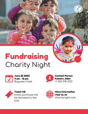 Free  Template: White Minimalist Fundraising Charity Night Flyer