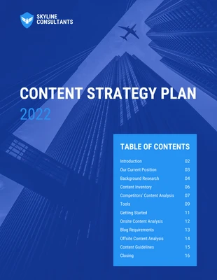 premium  Template: Plan estratégico de contenidos Blue