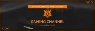 Free  Template: Black And Orange Modern Minimalist Channel Gaming Banner (en anglais)