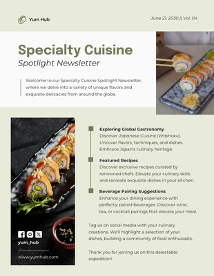 premium  Template: Specialty Cuisine Spotlight Newsletter