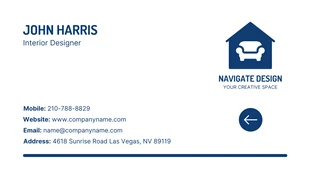 Navy And White Professional Interior Design Business Card - صفحة 2
