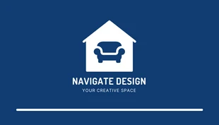 Free  Template: Navy And White Professional Interior Design Business Card