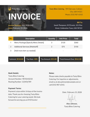 Free  Template: Event Catering Invoice