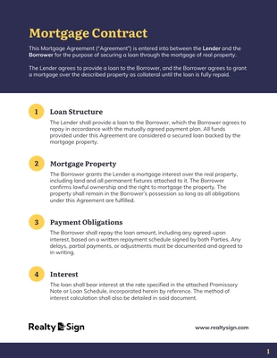 Free interactive Template: Vorlage für einen Hypothekenvertrag