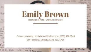 Brown Simple Aesthetic Personal Student Business Card - Pagina 1