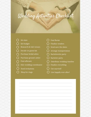 Classic Gold Wedding Checklist