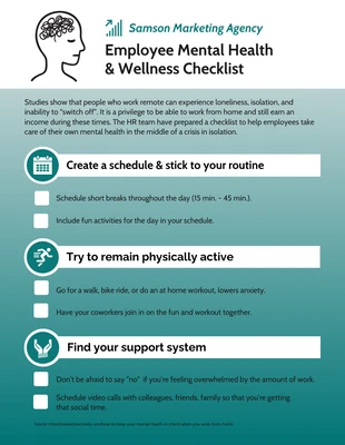 Free  Template: Employee Health and Wellness Checklist