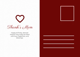 Red Minimalist Happy Mother's Day Postcard - Seite 2