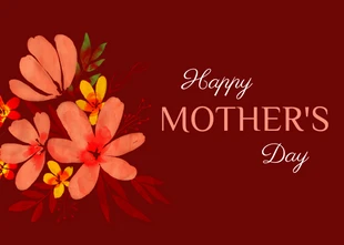 Free  Template: Red Minimalist Happy Mother's Day Postcard