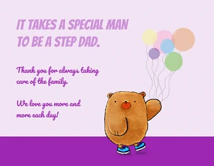 Free  Template: Cartão roxo para o dia dos pais do padrasto