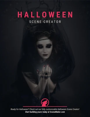Free  Template: Folheto do criador de cenas de Halloween
