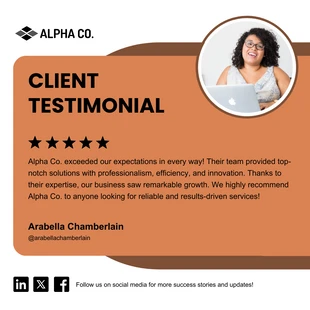 business  Template: Modello di post LinkedIn quadrato per la testimonianza del cliente