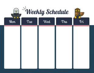 Free  Template: Blue And White Weekly Anime Schedule Template (Modèle d'horaire hebdomadaire de l'anime bleu et blanc)