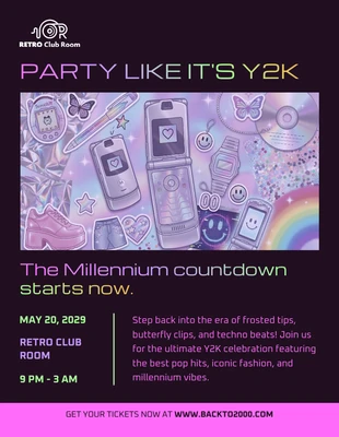 Free  Template: plantilla de volante para fiesta del Y2K