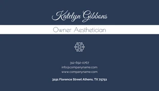 Blue Minimalist Simple Business Card Aesthetician - page 2