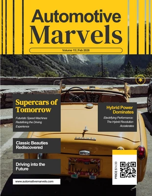 premium  Template: Magazine de voitures jaunes rétro