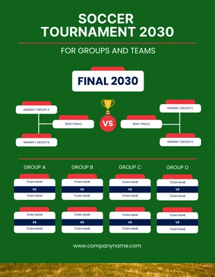 Free  Template: Modello di calendario del torneo di calcio semplice verde scuro