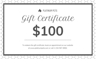 premium  Template: Platinum Pet Gift Certificate