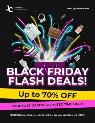 Free  Template: Pôster com ofertas relâmpago da Black Friday