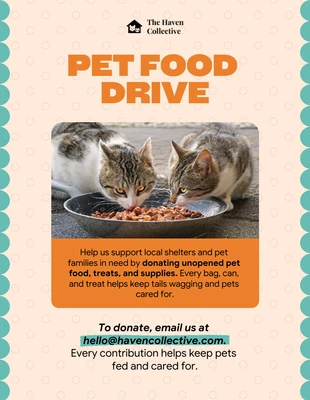 Free Template: Modello di volantino per la raccolta di cibo per animali domestici