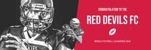 Free  Template: Bannière rouge et noire minimaliste et futuriste de félicitations pour l'équipe de football