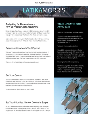 Free  Template: Newsletter immobiliare Simple Black