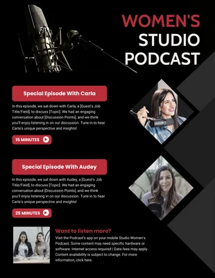 Free  Template: Black And Red Modern Geometric Podcast Email Newsletter