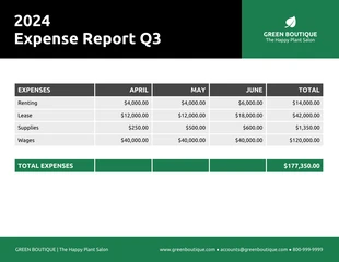 business  Template: Small Business Expense Report Template