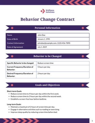 premium  Template: Vertragsvorlage zur Verhaltensänderung