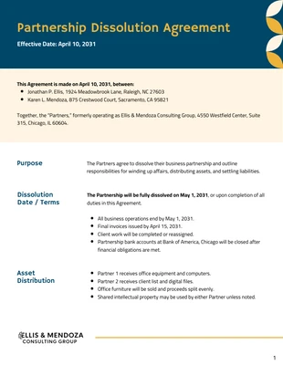 Free interactive Template: Partnership Dissolution Agreement Template