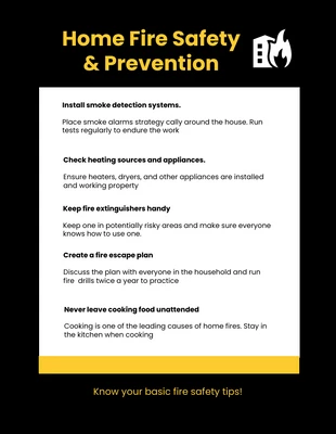 Free  Template: Black and Yellow Home Fire Safety Template