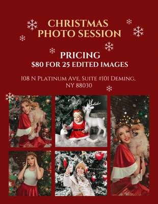 Free  Template: Red Christmas Photo Session Flyer
