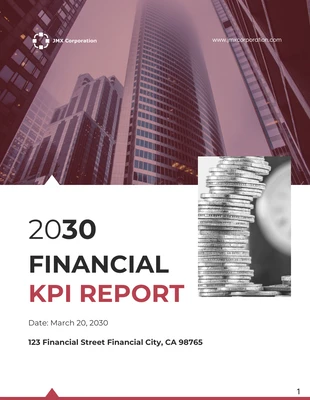 Free  Template: Relatórios de KPI financeiros vermelhos e brancos limpos