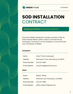 business  Template: Sod Installation Contract Template