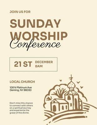 Free  Template: Convite Cremoso Simples para Igreja