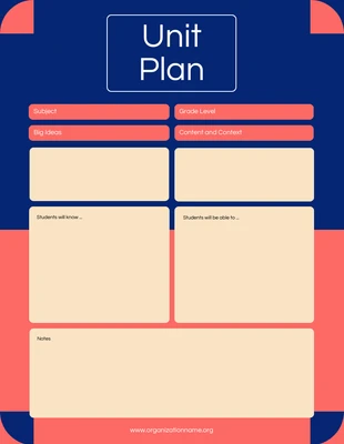 Free  Template: Red and Blue Simple Unit Plans