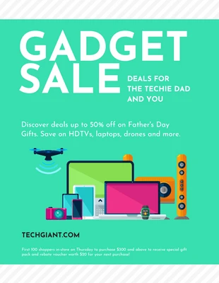 Free  Template: Flyer coloré de vente de gadgets pour la fête des pères