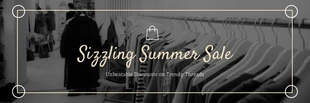 Free  Template: Bannière de vente de vêtements d'été minimaliste noir et jaune clair
