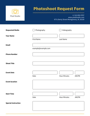business  Template: Formulários de solicitação minimalista azul e amarelo