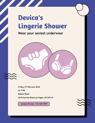 Blue And Cream Lingerie Shower Invitation