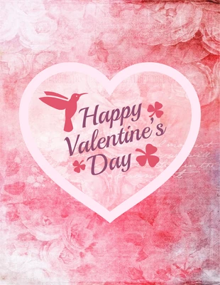 premium  Template: Happy Pink Heart Valentine's Day Card