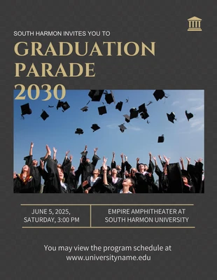 Free  Template: Flyer Minimaliste Gris pour la Parade de Graduation