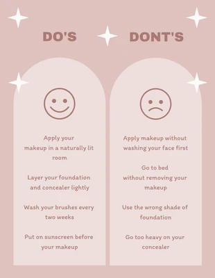 Free  Template: Pink Simple Modern Sparkle Do and Dont T-Chart Diagram
