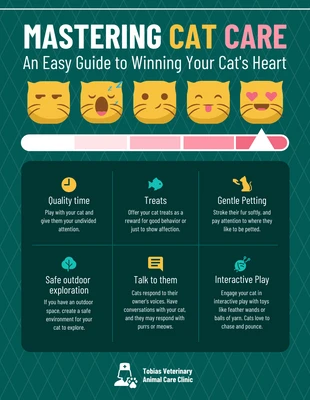 Free and accessible Template: Padroneggiare la cura del gatto Infografica divertente