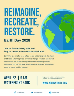 Free  Template: Cartaz do evento do Dia da Terra em amarelo e verde suave
