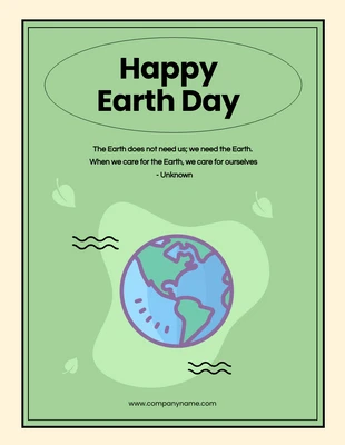 Free  Template: Cartel Del Día De La Tierra Verde Del Círculo Simple