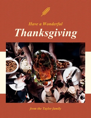Free  Template: Carte de dîner de Thanksgiving