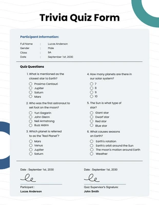business  Template: Simple White and Blue Quiz Form